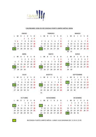 Imagen Calendario Punto Limpio Móvil - Seira 2026