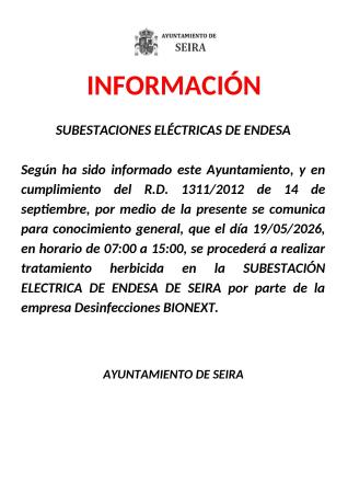 Imagen Subestación Eléctrica de ENDESA en Seira
