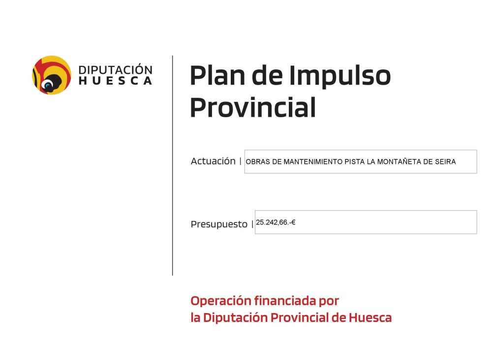 Imagen Plan de Impulso Provincial : Obra de Mantenimiento Pista La Montañeta de Seira