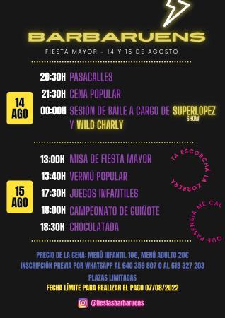 Cartel fiesta Barbaruens 2022